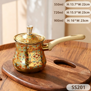 Cafetière turque élégante en acier inoxydable de haute qualité avec poignée, ensemble durable et résistant à la chaleur pour restaurant, <span class=keywords><strong>café</strong></span>, hôtel, maison - Product Image 1