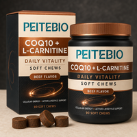 PEITEBIO CoQ10 L-Carnitine – Complément Quotidien Vitalité – Gommes à Mâcher Énergisantes Saveur Bœuf – Soutien Énergétique Cellulaire et Style de Vie Actif – 90 unités
