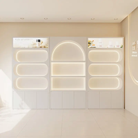 Support de présentation de produits de soin et de maquillage en bois à plusieurs niveaux avec 5 étagères, rangement sécurisé, design imperméable et durable pour salon et bar à domicile