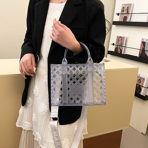 Trong suốt đầy màu sắc Rỗng ra thạch túi công suất lớn lỗ có thể giặt không thấm nước Eva bãi biển lưu trữ túi mua sắm giỏ Totes - Product Image 4