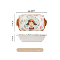 Vente en gros Bol louche à soupe en porcelaine Service d'assiettes à dîner mignon Vaisselle et assiette Plat et assiette pour petit déjeuner maison Plateau à dessert