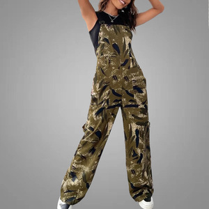 Combinaison pantalon pour femme sans manches, ensemble imprimé, de haute qualité, sans manches, boutons décontractés, style camouflage, taille haute, nouveauté <span class=keywords><strong>2022</strong></span>, collection été - Product Image 2