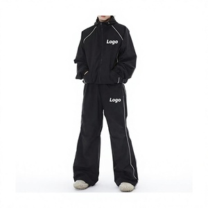 Wholesale Men Custom Logo Windbreaker Tracksuit Set Hooded Stand Collar <b>Jacket</b> & Jogger Pants Waterproof Quick Dry Sweatsuit - Product Image 4