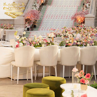 Chaise de salle à manger moderne en acier inoxydable, rembourrée en velours blanc avec coussin, pour mariage, hôtel, salon