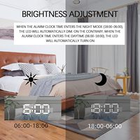 Horloge Numérique LED Moderne Multifonction avec Affichage Miroir, Réveil de Table Blanc à Rappel de Sonnerie, Lampe de Table à Lumière Blanche LED