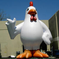 Modèle publicitaire gonflable géant de coq blanc avec logo personnalisé, éclairage LED, pour festival/exposition/présentation