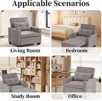 Fauteuil convertible avec lit gigogne, porte-gobelets et poche latérale, lit futon 3-en-1