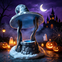 Décoration d'Halloween d'extérieur, sculpture de sorcière en fibre de verre imperméable, fontaine à souhaits, grande statue 3D géante pour exposition de vacances