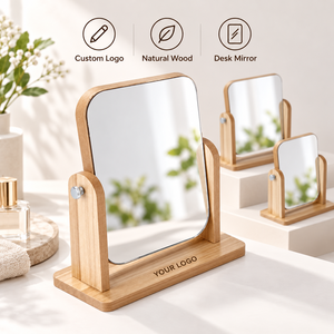 Custom Logo Double Sided 360 Degree Swivel <b>Makeup</b> <b>Mirror</b> Luxury Glass <b>Vanity</b> <b>Mirror</b> Promotional Gift for Beauty Brands - Product Image 1