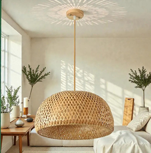 Lampe suspendue en rotin de bambou, lanterne tissée à la main, lustre Japandi minimaliste, lampe suspendue en osier naturel, fournisseur OEM - Product Image 4