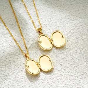 Custom wholesale 316L Stainless Steel 14k 18k Gold Plated Eye Picture Photo Pendant Locket <b>Necklace</b> <b>for</b> Women <b>Men</b> - Product Image 4