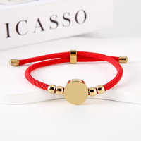 Bracelet tressé multicolore Ywyougang avec breloque cercle vierge et perles intercalaires, ajustable et gravable pour DIY