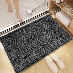 Alfombra de Baño Rectangular de Chenilla Azul Antideslizante y Absorbente para Entrada de Baño - Product Image 5