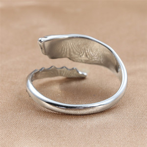 Stainless Steel Wings <b>Ring</b> Silver Men's Retro Punk Style Jewelry Gift 24083 - Product Image 2