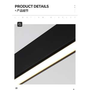 Lámpara Colgante Moderna Minimalista de Cobre, Barra Larga de Una Sola Línea para Mesa de Comedor, Recepción u Oficina, Color Negro - Product Image 3