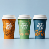 Gobelet en papier isotherme biodégradable et écologique avec couvercle et paille, à usage unique, pour café, jus, milkshake, fête en plein air