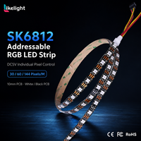 Tira de LED direccionable SK6812 RGB DC5V SMD5050 de 30 LED por metro, PCB de 10 mm, rollo de 5 m, sistema de cinta de luz de píxeles flexible con IC integrado