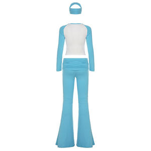 Viviblook Z225ST Conjunto Deportivo Casual para Mujer, Camiseta de Manga Larga con Bloques de Color, Pantalones Largos con Cintura Ajustable y Diadema, Conjunto de Tres Piezas - Product Image 4