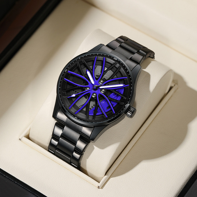 Gohuos 8901 Wheel Men's Luxury Wristwatch Waterproof Rotary Sport Car Rim Man Watch Luminous Hands Fashion Quartz Men's Watches