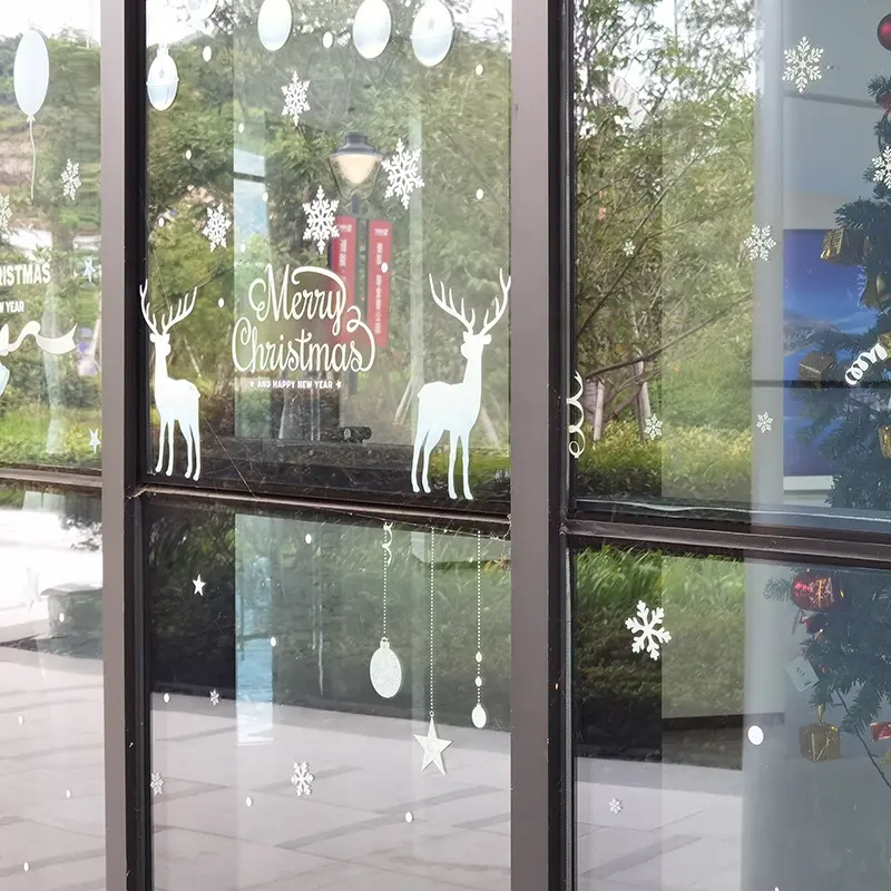 Christmas Window Clings Holiday Decorations Xmas Snowflake Window Sticker Santa Claus Snowman Window Decals christmas sticker
