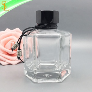 Hot Sale New Hexagon Shape Empty 4oz <strong>Reed</strong> <strong>Screen</strong> Printed Decorative Diffuser Perfume Glass Bottle with Cork 120ml - Product Image 3