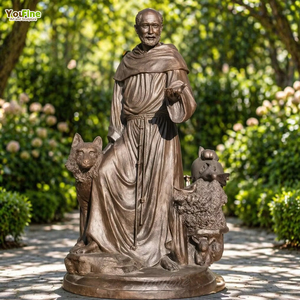 Estatua de San Francisco de Bronce a Tamaño Real, Figura Religiosa para Jardín, Escultura para Exteriores, Patrón de los Animales, Decoración Conmemorativa - Product Image 1