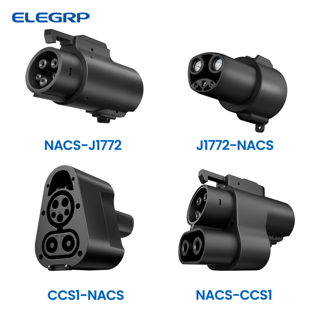 ELEGRP Portable EV Charger Adapter, NACS to J1772 Electric Vehicle Charging Connector, J1772 to NACS Adapter for Tesla