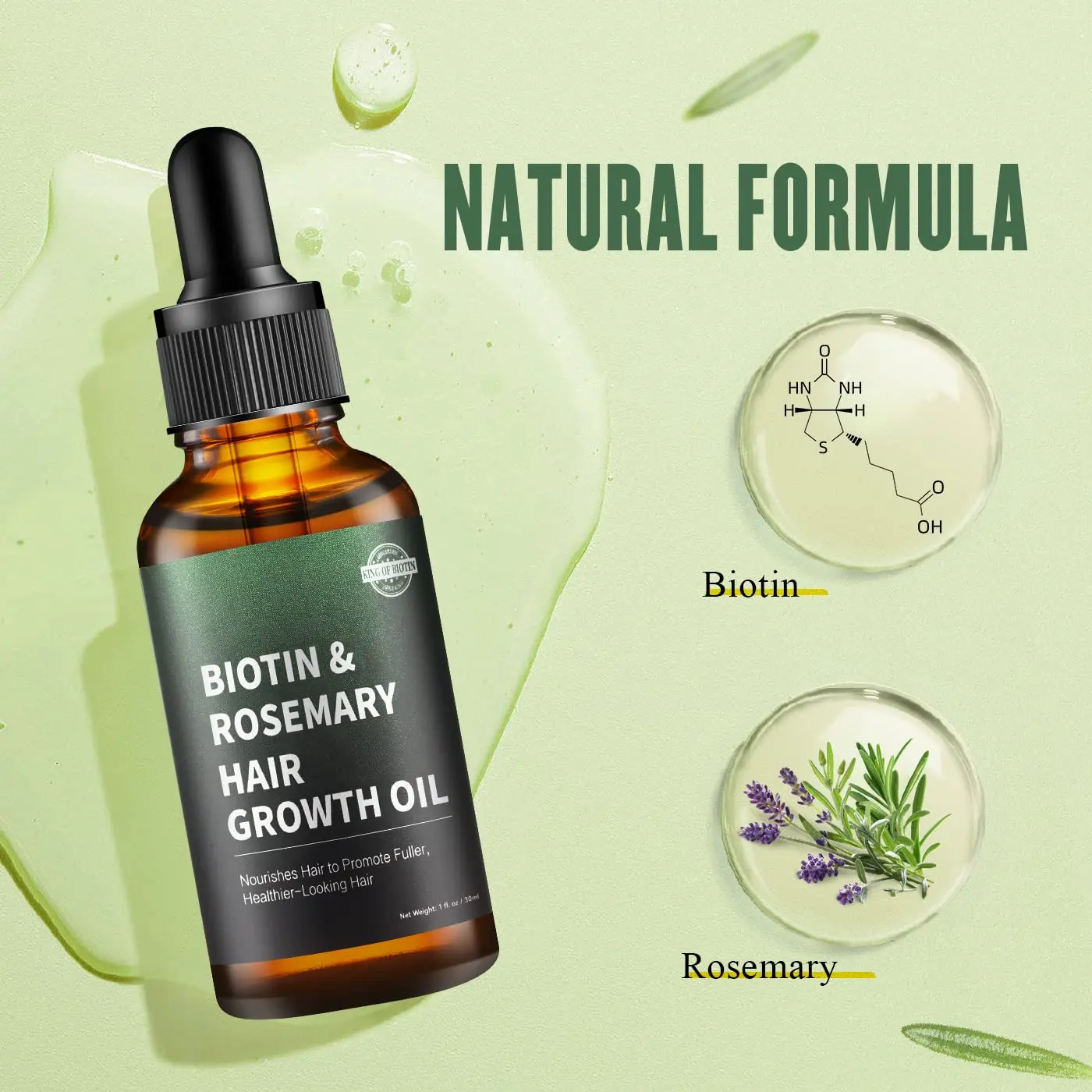 Aceite de Romero 100% Natural, tratamiento para la pérdida del cabello del cuero cabelludo, suero para el crecimiento del cabello Biotina, Etiqueta Privada