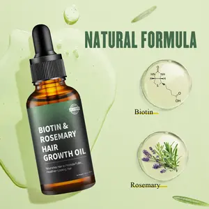 Label Pribadi 100% Minyak Rosemary Alami Memelihara Kulit Kepala Perawatan Rambut Rontok Biotin Serum Pertumbuhan Rambut