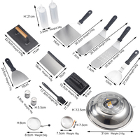 Kit d'accessoires pour plaque chauffante 16 pièces en acier inoxydable BBQ Grill Flat Top Turner avec spatules grattoir