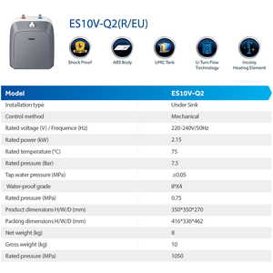 <span class=keywords><strong>Chauffe</strong></span>-<span class=keywords><strong>eau</strong></span> électrique Haier de haute qualité 10L, IPX4, argenté, pour usage domestique et hôtelier, en plastique, <span class=keywords><strong>prix</strong></span> raisonnable - Product Image 6