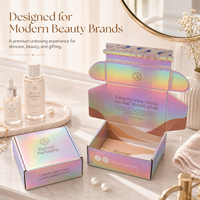 Boîtes d'expédition en carton ondulé personnalisées avec logo, arc-en-ciel rose irisé holographique, emballage en papier pour lunettes de soleil