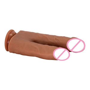 Silicona realista enorme pene fino consolador grande en forma de <span class=keywords><strong>U</strong></span> doble cabeza penetración Dong consolador para mujeres lesbianas juguetes sexuales - Product Image 6