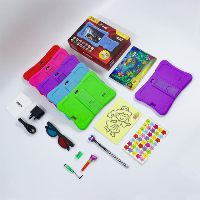 New Arrival 7 Inch IPS Screen 1024*600 WIFI Android 14 Ram 6GB Rom 256GB Kids Educational Learning Tablet