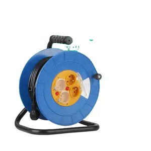 French empty plastic Cable Reel with 4 outlet sockets waterproof cover 16A 220V 10m 20m 50m electric cable reel drum