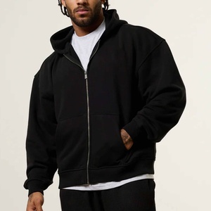 Supplier Unisex Boxy Fit Drop Shoulder Cropped Custom Logo Blank Luxury Windproof Breathable Men's Cotton Zip Hoodie - Product Image 2