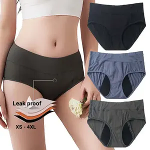 Celana dalam wanita, dapat digunakan kembali periode 4 lapisan anti bocor periode menstruasi S-6XL ukuran Plus celana dalam periode bambu wanita