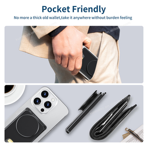 Portefeuille magnétique translucide Xunhao, porte-cartes de crédit personnalisé, support réglable Msafe Pops Grip, étui fin pour iPhone PC, cadeau - Product Image 5