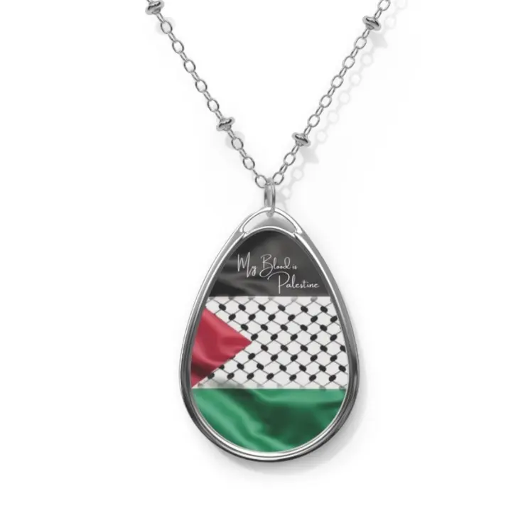 도매 신제품 Keffiyeh 펜던트 내 피는 팔레스타인 목걸이 타원형 보석 스테인레스 스틸 국가 깃발 목걸이