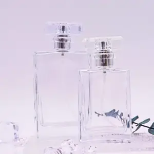 Botellas de cristal redondas para perfume, espray vacío con caja, 50ml, 100ml