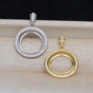 Mabei - Soporte Redondo Plateado en Plata 925 para Colgante, 14.5mm, para Perlas, Componente de Joyería DIY para Fabricación de Collares - Product Image 1