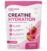 Poudre de créatine pour femmes en marque privée OEM 5g avec collagène, électrolytes, biotine, HA, sans sucre, hydratation, complément beauté