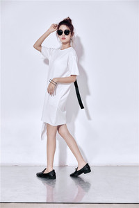ชุดเดรสยาวสำหรับผู้หญิงเสื้อแม็กซี่สีขาวใสทรงหลวมแขน<span class=keywords><strong>สั้น</strong></span>แต่งริบบิ้น - Product Image 5