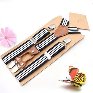 Vente en gros de <span class=keywords><strong>porte</strong></span>-jarretelles à rayures pour enfants avec 4 clips pour pantalons masculins et féminins - Product Image 1