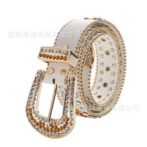 Cinturón Casual con Hebilla de Diamantes de Imitación Estilo Y2K 105cm 115cm 125cm 135cm Hebilla de Aleación Diseño Sólido Moldeado en una Sola Pieza - Product Image 4