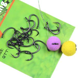 Hameçon de pêche à la carpe, 5 pièces, tête de gabarit, tige de courbe en acier à haute teneur en carbone, crochets à poisson, barbelé - Product Image 6