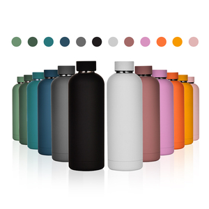 500 ml soft touch sport water <b>bottle</b> small mouth light blue rubber coating Insulated vacuum flask stainless steel hot sale gift - Product Image 1