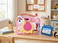 Tablette pour enfants 7 pouces Android 8.1 2 Go 16 Go WiFi 1024x600 rose avec étui en silicone licorne et support