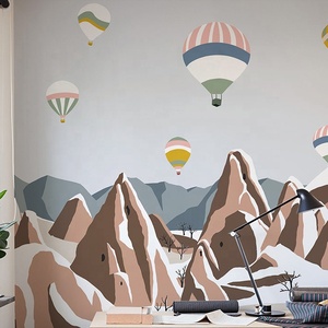 Murale murale moderne imperméable pour chambre d'enfant avec <span class=keywords><strong>ballon</strong></span> à air chaud et paysage de montagne enneigée - Product Image 4