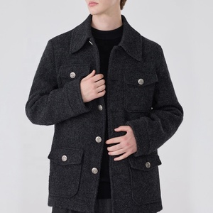 Veste en laine mélangée pour homme - <span class=keywords><strong>Manteau</strong></span> décontracté gris foncé style safari avec plusieurs poches pour les trajets quotidiens et les tenues professionnelles d'<span class=keywords><strong>hiver</strong></span> - Product Image 3